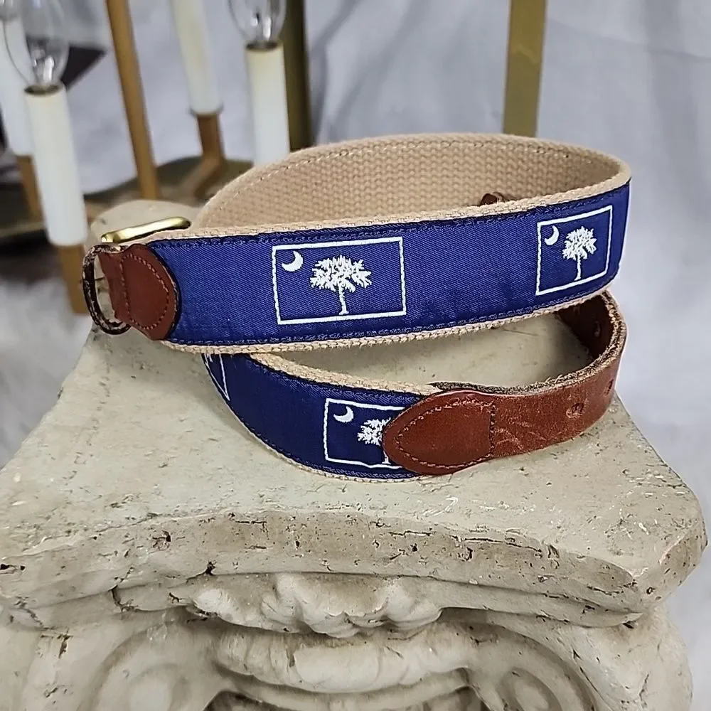Child's Leather Man Ltd. Leather & Canvas Belt with South Carolina Flag Emblem